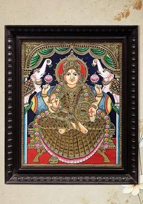 Padmasana Gajalakshmi Tanjore Painting 24K Gold