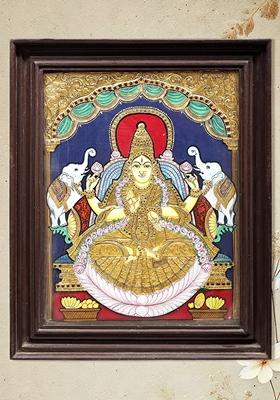 Padmasana Gajalakshmi Tanjore Painting