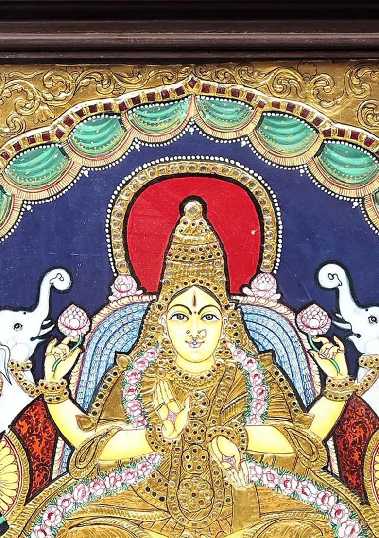 Padmasana Gajalakshmi Tanjore Painting