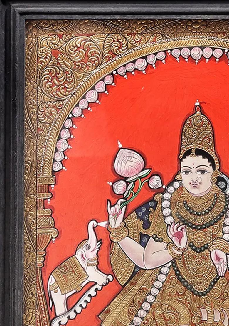 Padmasana Gajalakshmi Tanjore Painting