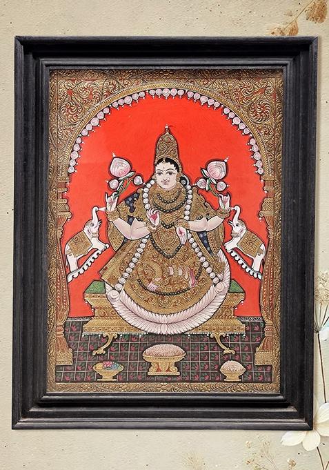 Padmasana Gajalakshmi Tanjore Painting