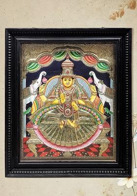 Padmasana Gajalakshmi Tanjore Painting