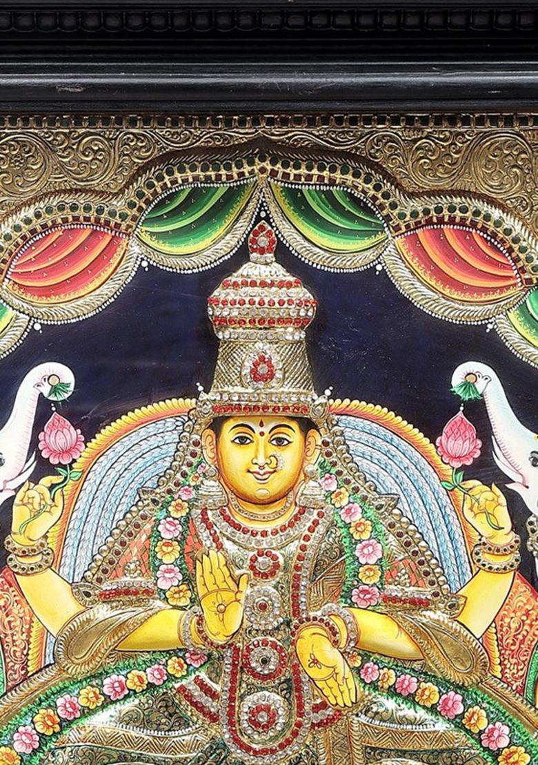 Padmasana Gajalakshmi Tanjore Painting