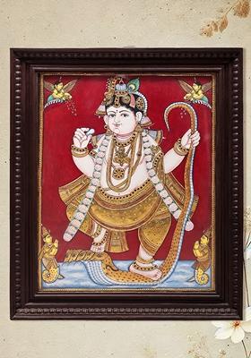 Lord Krishna And Kaliya Tanjore Painting