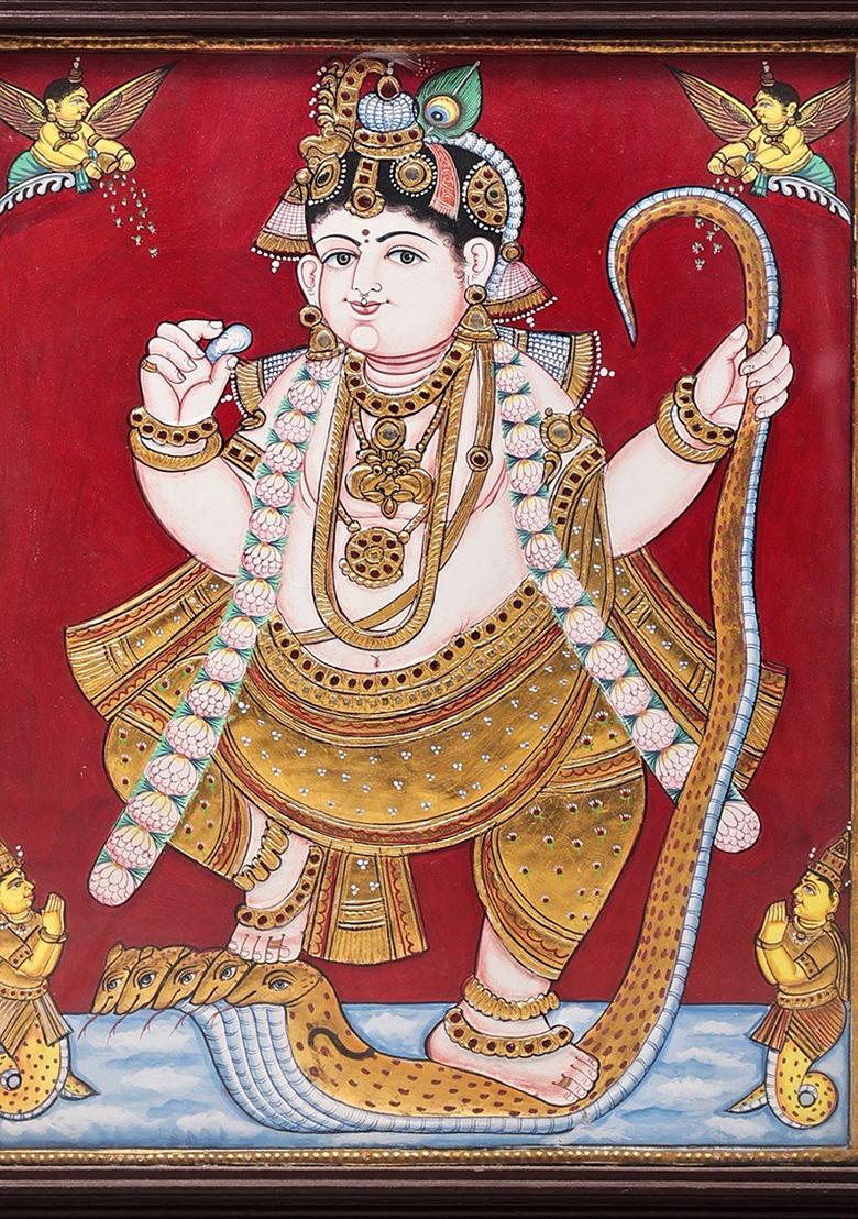 Lord Krishna And Kaliya Tanjore Painting