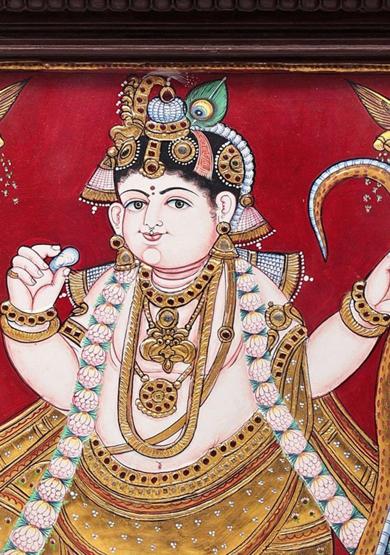 Lord Krishna And Kaliya Tanjore Painting