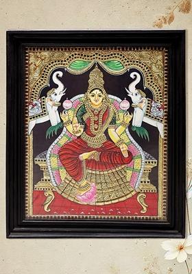 Padmasana Gajalakshmi Tanjore Painting