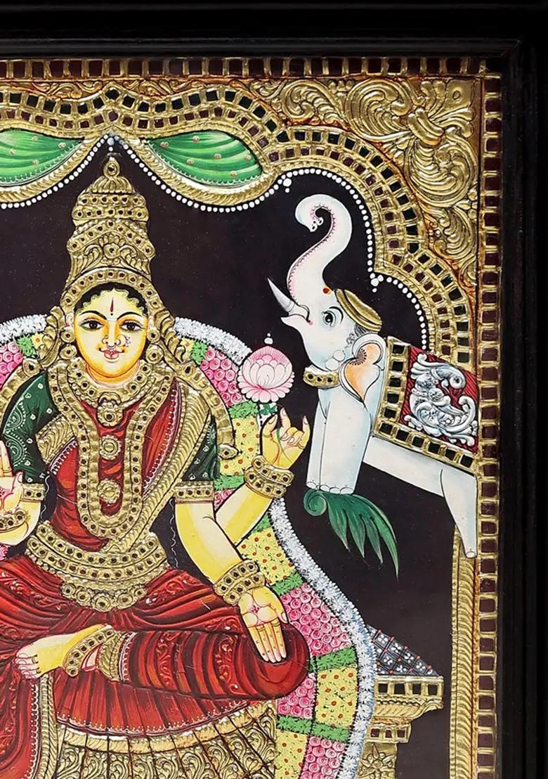 Padmasana Gajalakshmi Tanjore Painting