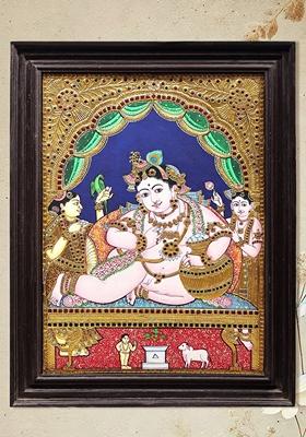 Navaneeta Krishna Tanjore Painting