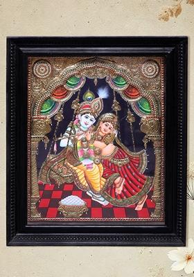 Large Radha Krishna Tanjore Painting