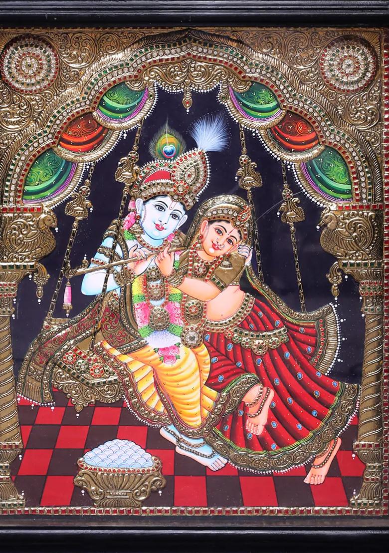 Large Radha Krishna Tanjore Painting