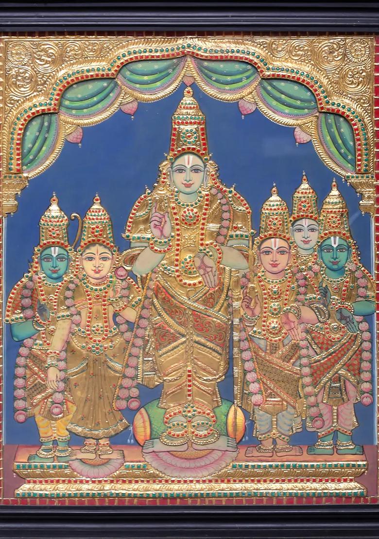 Large Thiruvallikeni Parthasarathy Tanjore Painting