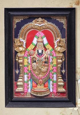 Large Lord Balaji Tanjore Painting 24K Gold
