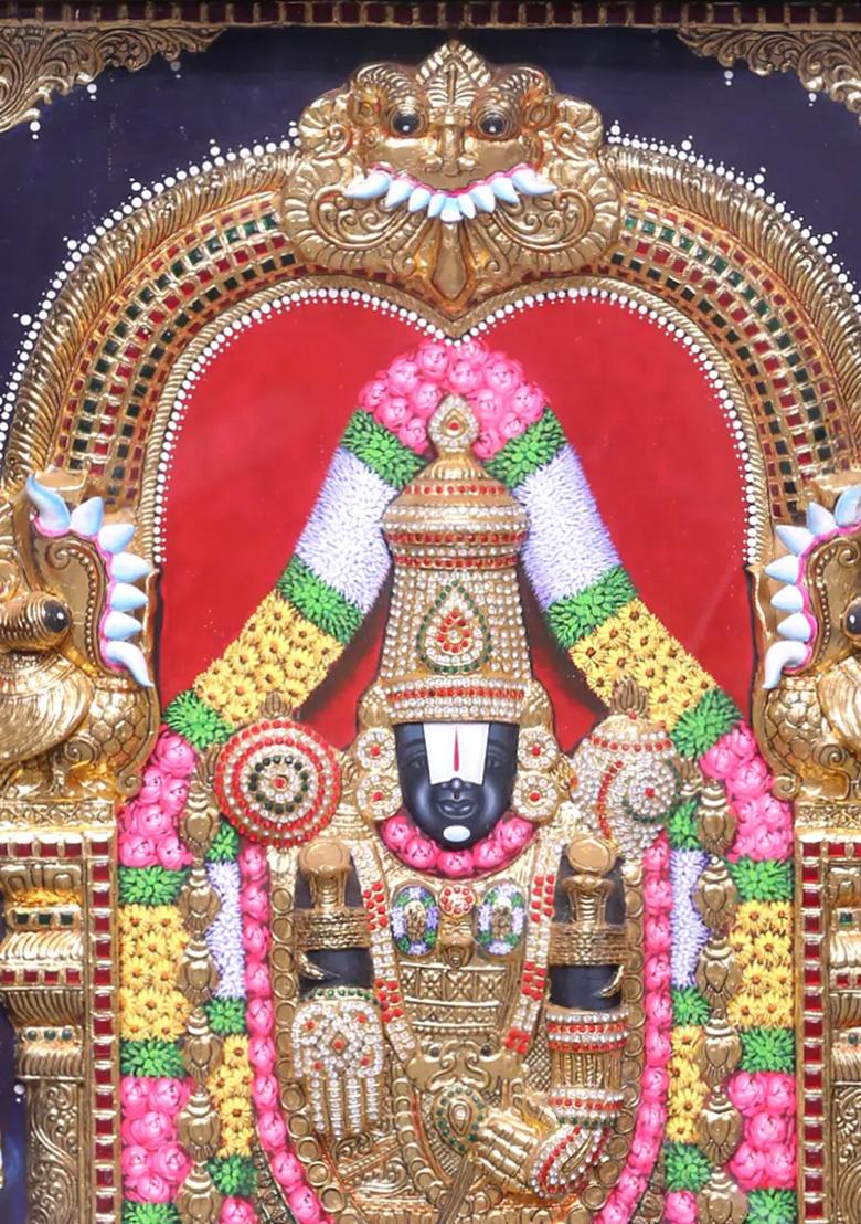 Large Lord Balaji Tanjore Painting 24K Gold