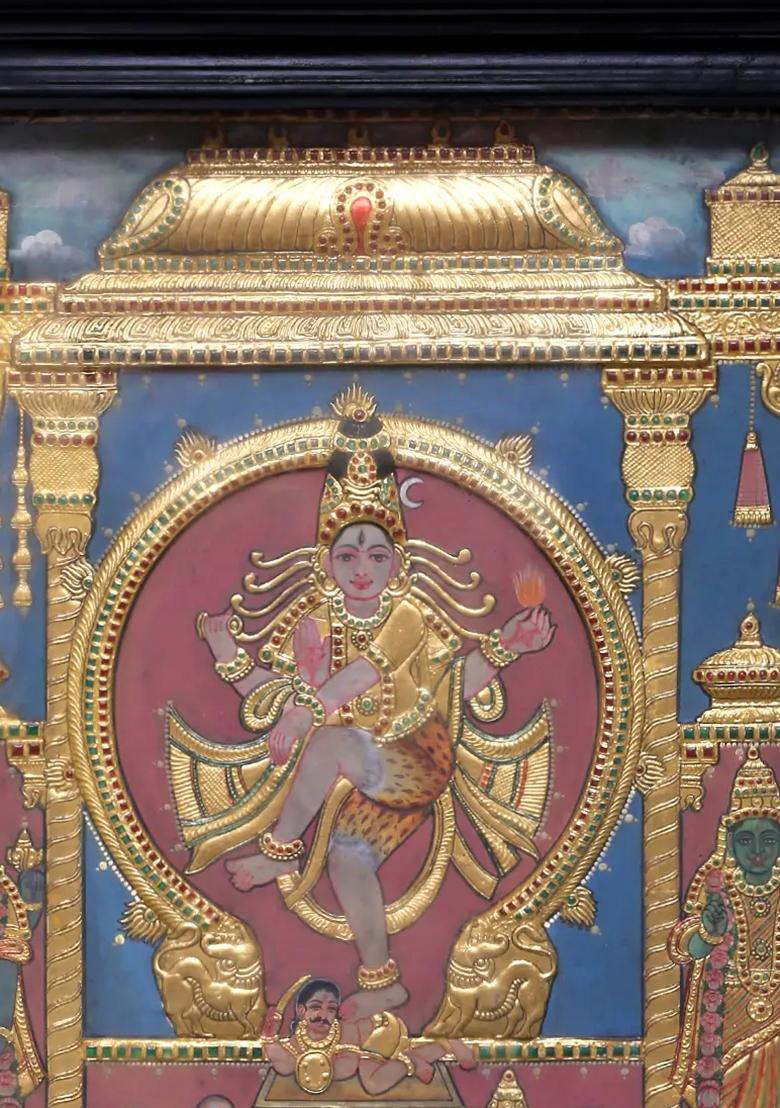 Large Urdhva Tandava Tanjore Painting