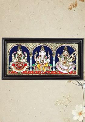 Lakshmi Ganesha Saraswati Tanjore Painting