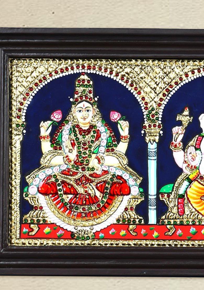 Lakshmi Ganesha Saraswati Tanjore Painting
