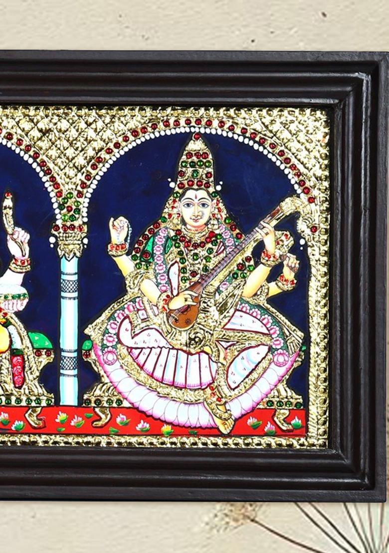 Lakshmi Ganesha Saraswati Tanjore Painting