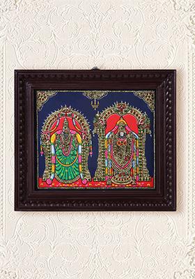 Tirupati Balaji With Devi Padmavathi Tanjore Painting
