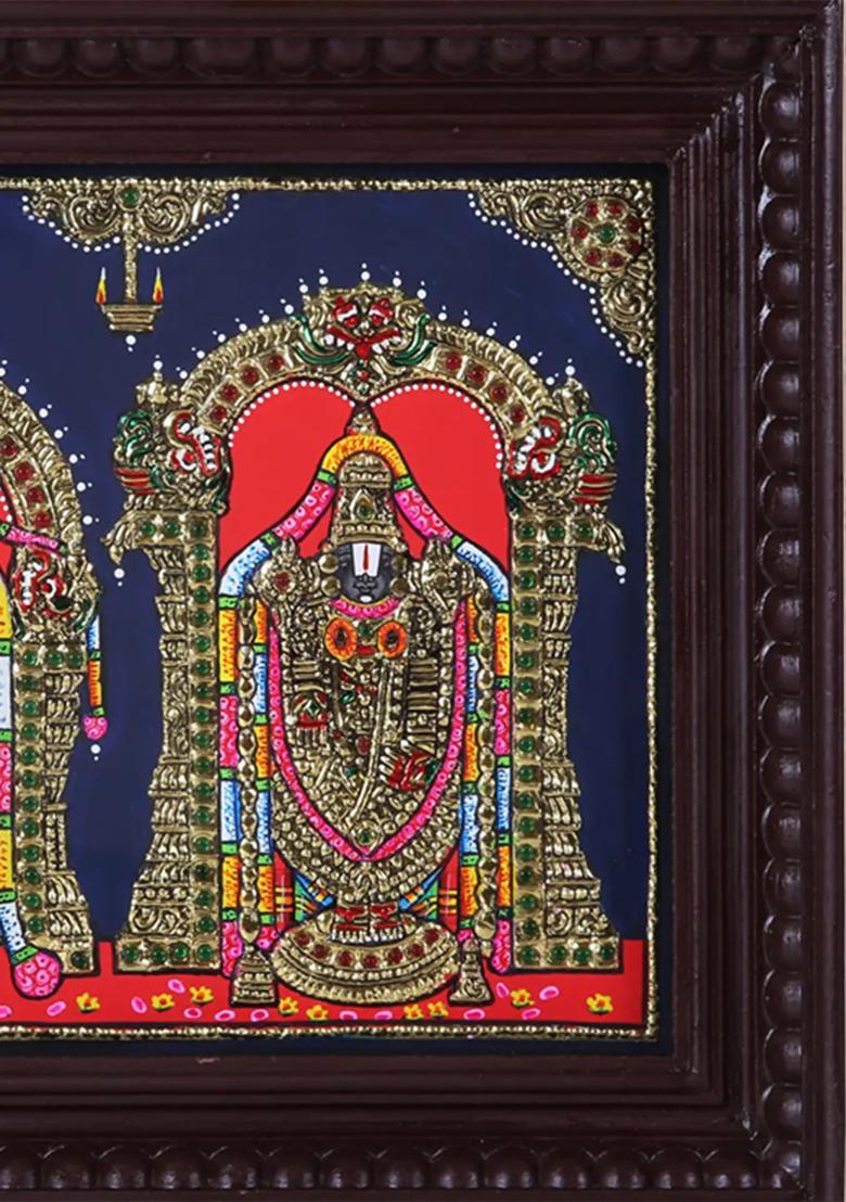 Tirupati Balaji With Devi Padmavathi Tanjore Painting