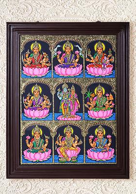 Ashtalakshmi With Vishnu Lakshmi Tanjore Painting