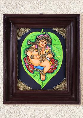 Handcrafted Vatapatrashayi Krishna Tanjore Painting