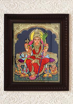 Handcrafted Goddess Rajarajeshwari Tanjore Painting