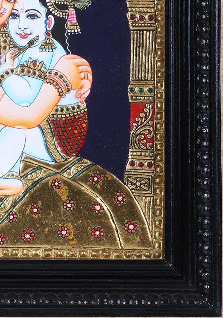 Handcrafted Maiya Yashoda With Baby Krishna Tanjore Painting