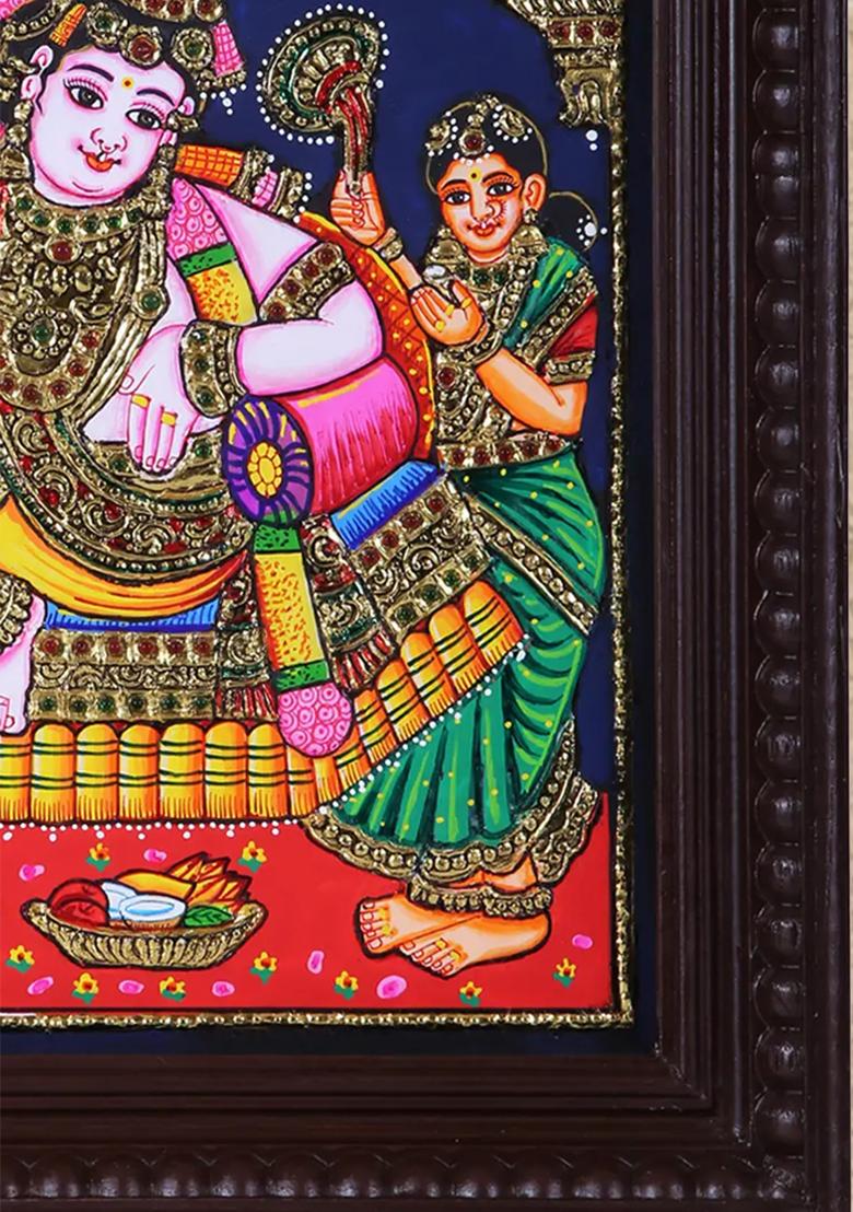 Handcrafted Darbar Krishna Tanjore Painting