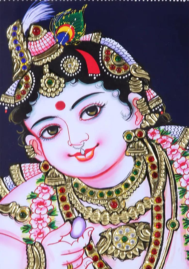 Handcrafted Lord Krishna Baby Face Tanjore