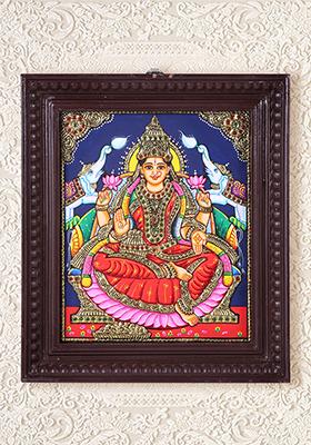 Handcrafted Goddess Gajalakshmi Tanjore Painting