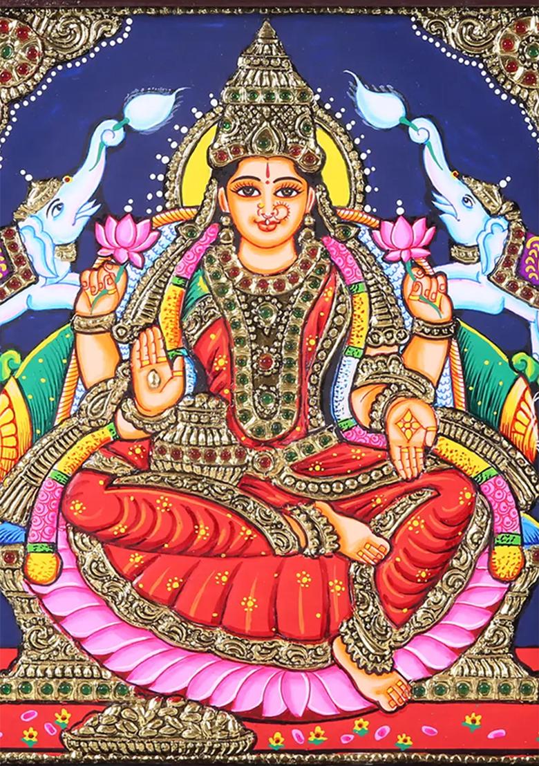 Handcrafted Goddess Gajalakshmi Tanjore Painting