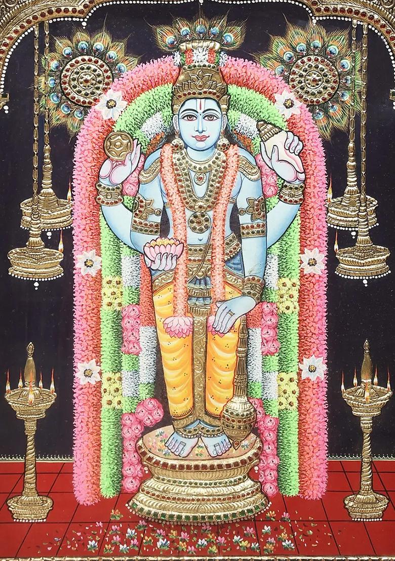 Sacred Shree Guruvayurappan Tanjore Painting