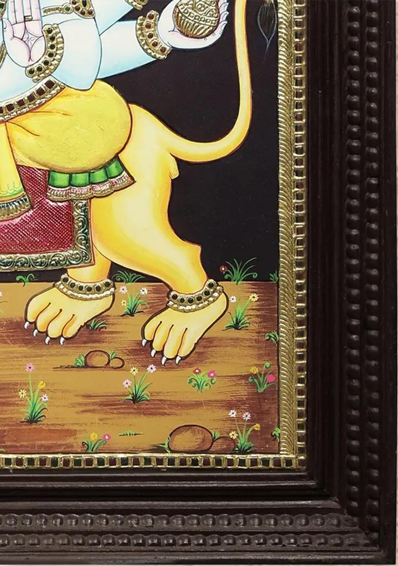 Ganesha Seated On Lion Tanjore Painting