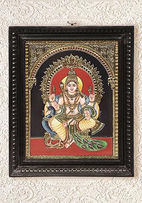 Magnificent Lord Ktikeya Tanjore Painting