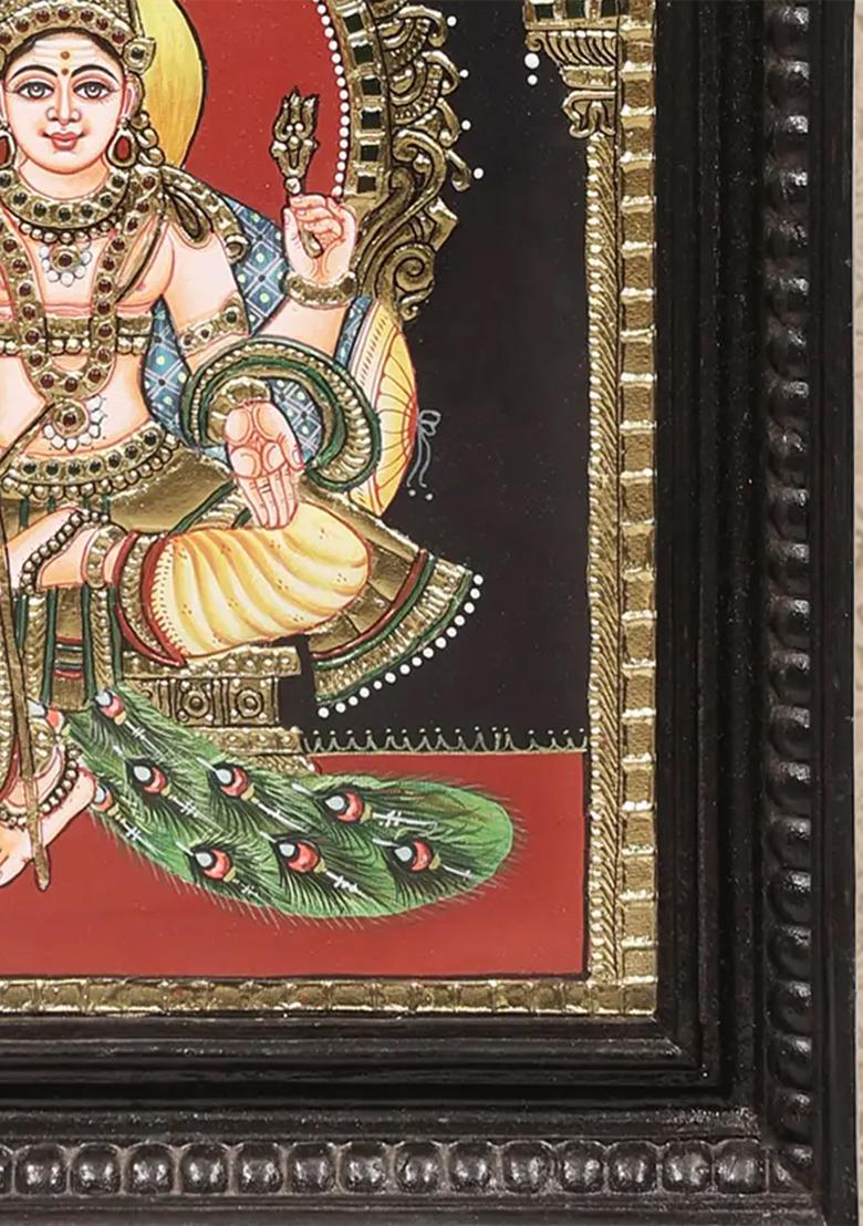 Magnificent Lord Ktikeya Tanjore Painting