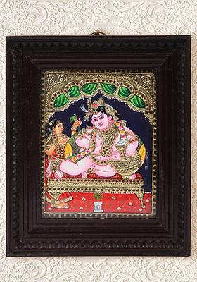 Enchanting Butter Krishna Tanjore Painting
