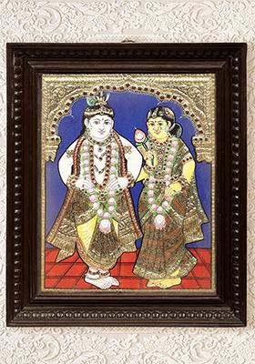 Graceful Radha Krishna Tanjore Painting