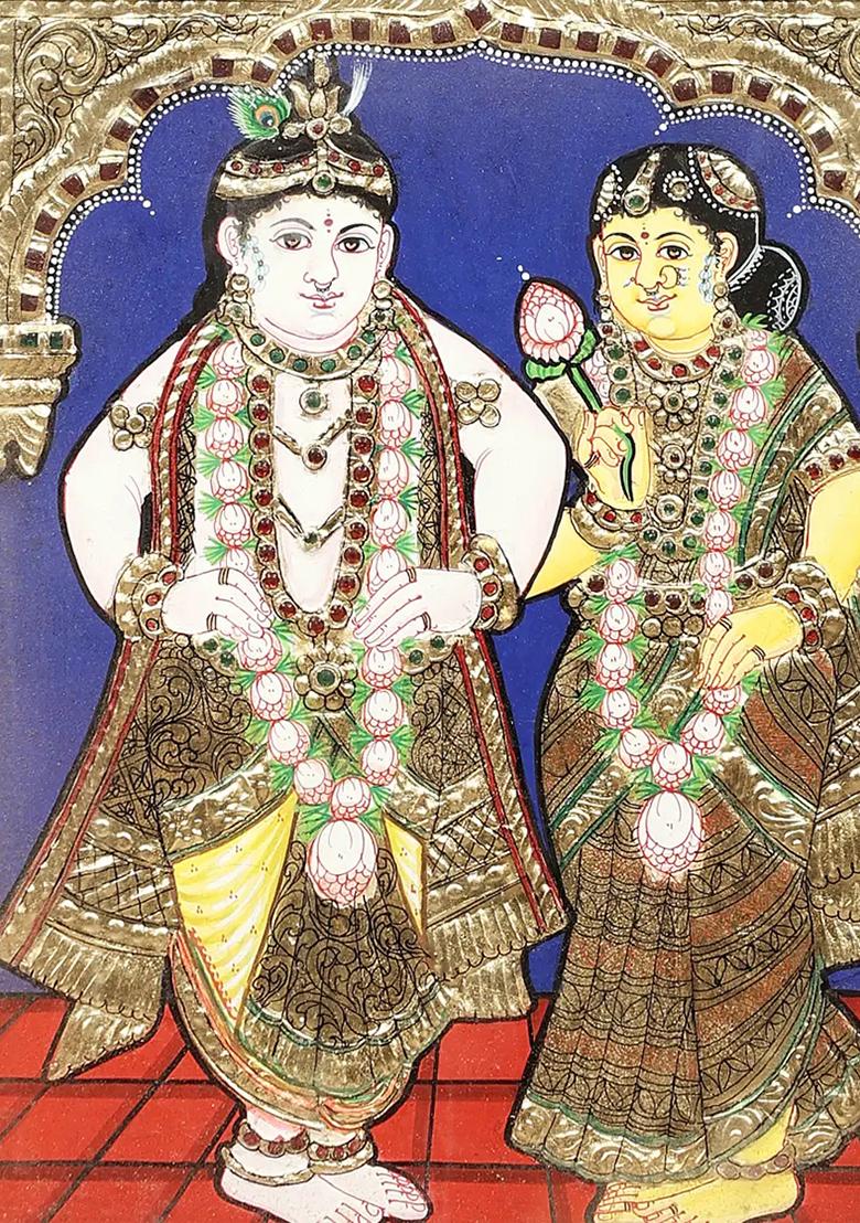 Graceful Radha Krishna Tanjore Painting