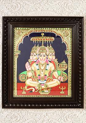 Majestic Panchamukhi Hanuman Tanjore Painting
