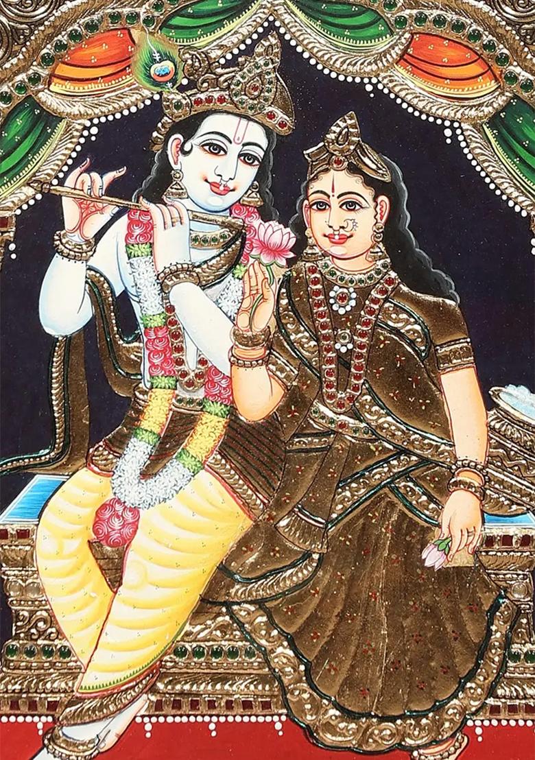 Elegant Radha Krishna Tanjore Painting