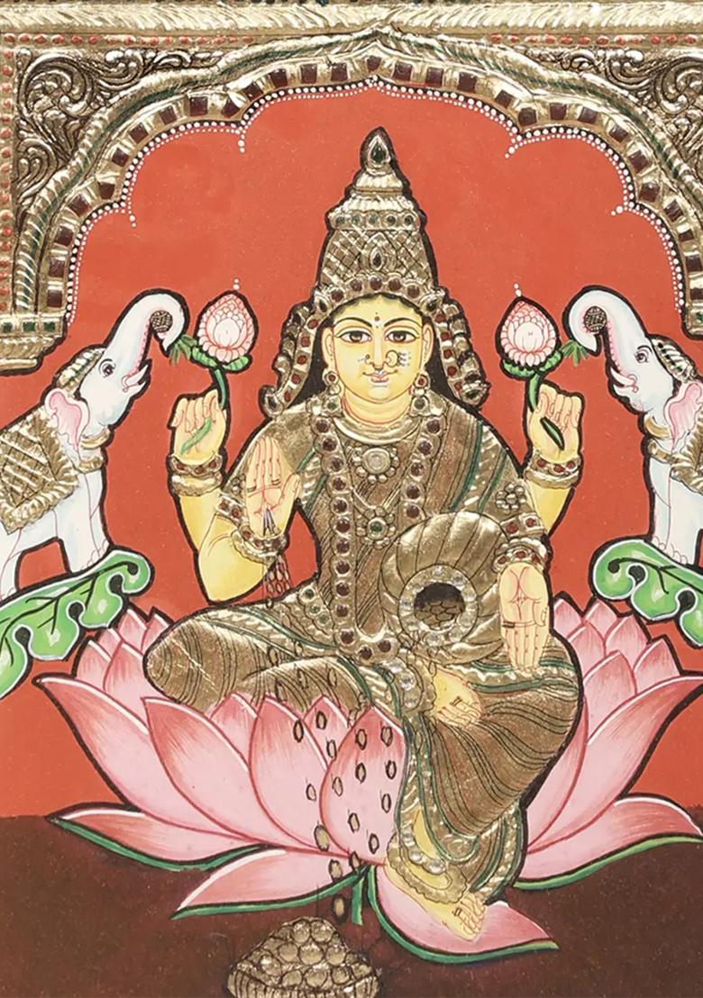 Splendid Devi Gajalakshmi Tanjore Painting