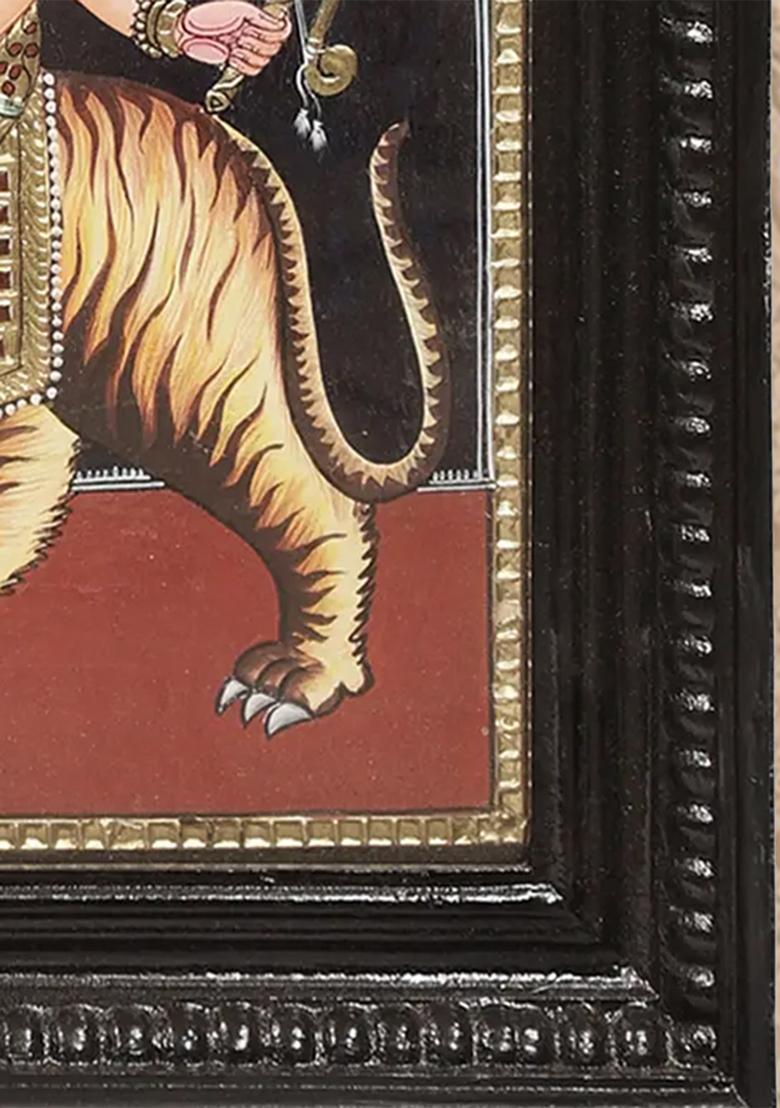 Majestic Goddess Durga Tanjore Painting