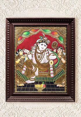 Lord Krishna Tanjore Painting 24K Gold