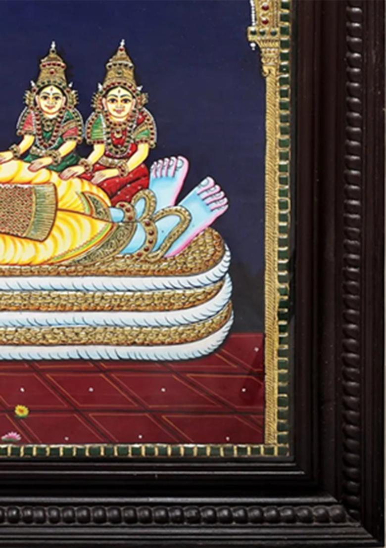 Shesha Shayi Vishnu Tanjore Painting 24K Gold