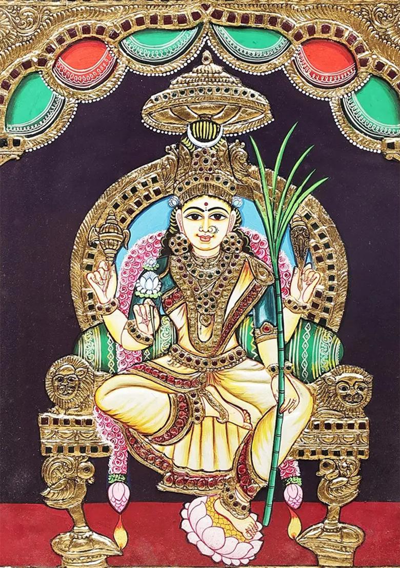 Goddess Rajarajeshwari Tanjore Painting 24K Gold