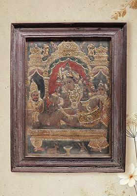 Exquisite Butter Krishna Tanjore Painting 24K Gold