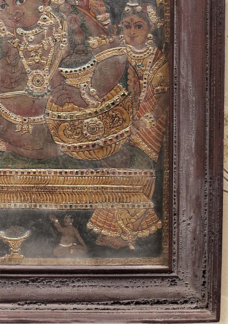 Exquisite Butter Krishna Tanjore Painting 24K Gold