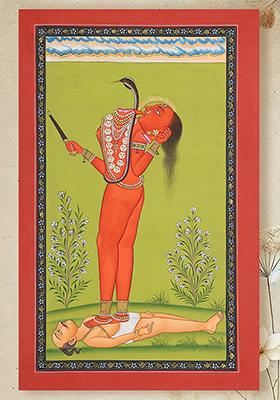 Chhinnamasta The Fierce Tantric Goddess of Transformation Jaipur Watercolor Art