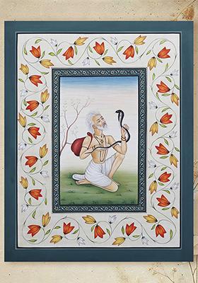 Enlightened Sadhu with Serpent Mystical Watercolor Art